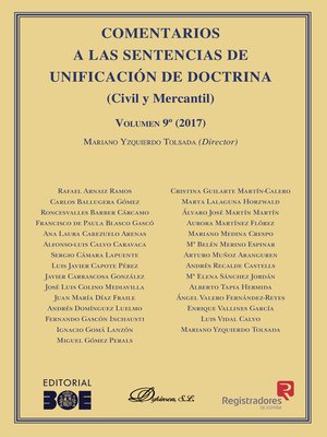 cover image of Comentarios a las Sentencias de Unificación de Doctrina. Civil y Mercantil. Volumen 9. 2017